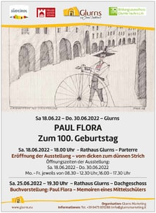 Ausstellungseröffnung: Paul Flora - "vom dünnen zum dicken Strich" - 18.06.22 - 18 Uhr im Rathaus Glurns